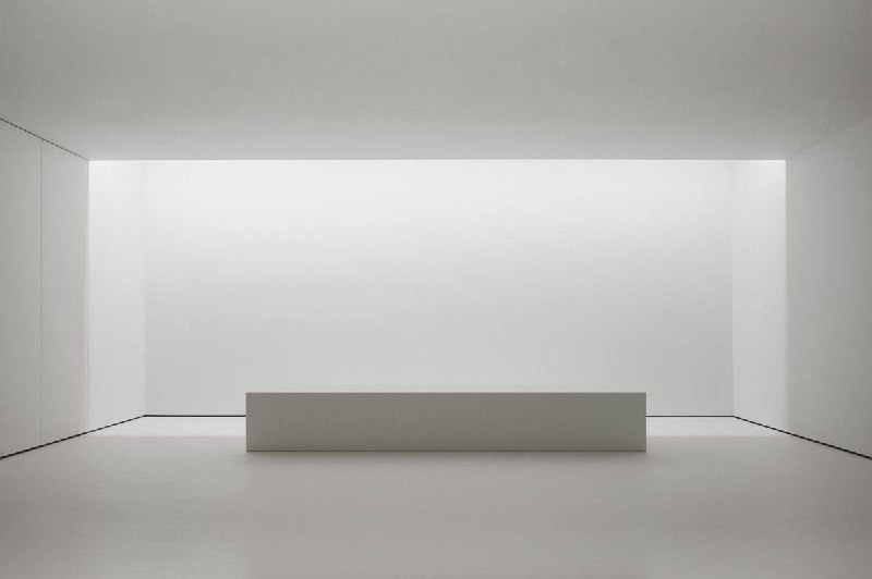 Monolithic form in pure white space